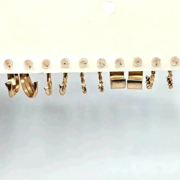 Gold Hoop Dangle Stud Earring Set of 5 Fashion Jewelry NWT #E200 - Picture 4 of 4